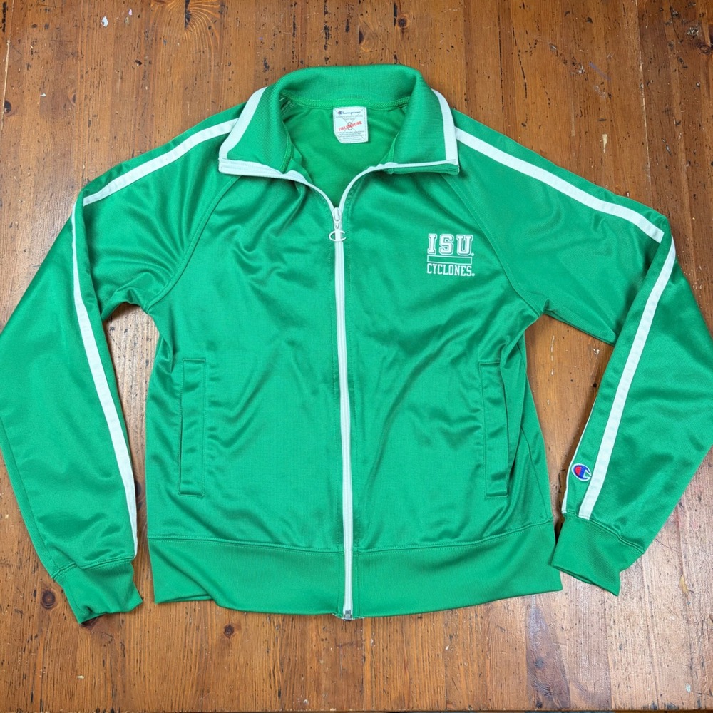 Y2K Champion ISU Cyclones Womens S‎ Track Jacket Green Zip Fieldhouse Youth XL